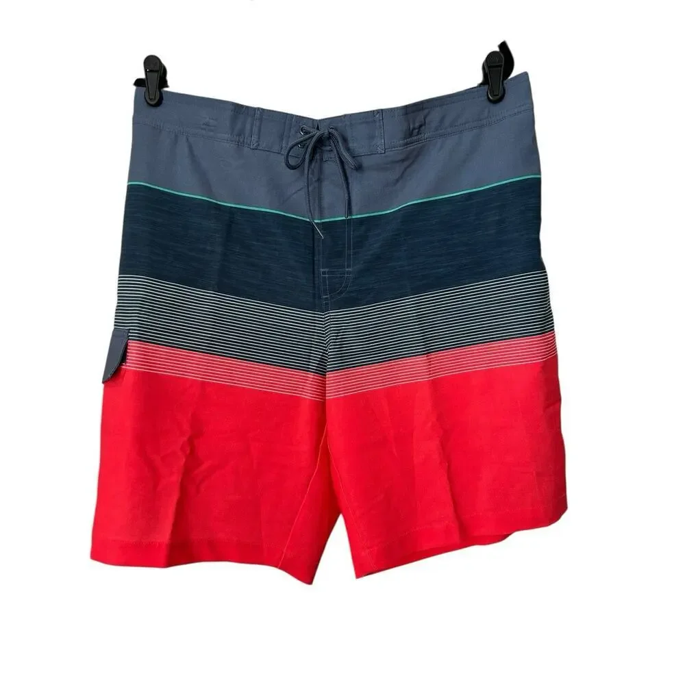 Sonoma Boardshorts Men's Large Navy Stripe Swimwear Beach Pool Coastal - Picture 1 of 11